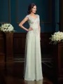 A-Line/Princess V-neck Floor-Length Chiffon Mother of the Bride Dresses With Appliques Lace