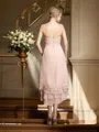 A-Line/Princess Strapless Knee-Length Chiffon Mother of the Bride Dresses With Appliques Lace