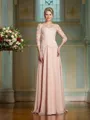 A-Line/Princess Scoop Floor-Length Chiffon Mother of the Bride Dresses With Appliques Lace