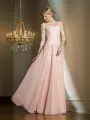 A-Line/Princess Scoop Floor-Length Chiffon Mother of the Bride Dresses With Appliques Lace