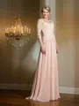 A-Line/Princess Scoop Floor-Length Chiffon Mother of the Bride Dresses With Appliques Lace