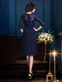 A-Line/Princess Jewel Knee-Length Chiffon Mother of the Bride Dresses With Lace