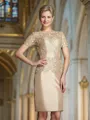 Sheath/Column Bateau Short/Mini Taffeta Mother of the Bride Dresses With Appliques Lace