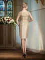 Sheath/Column Bateau Short/Mini Taffeta Mother of the Bride Dresses With Appliques Lace