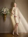 Sheath/Column Bateau Short/Mini Taffeta Mother of the Bride Dresses With Appliques Lace