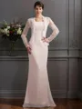 Sheath/Column Square Floor-Length Chiffon Mother of the Bride Dresses