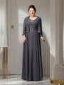 A-Line/Princess Straps Floor-Length Chiffon Mother of the Bride Dresses With Lace