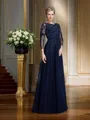 A-Line/Princess Scoop Floor-Length Chiffon Mother of the Bride Dresses With Appliques Lace