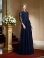 A-Line/Princess Scoop Floor-Length Chiffon Mother of the Bride Dresses With Appliques Lace
