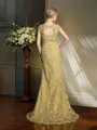 Trumpet/Mermaid Scoop Sweep Train Lace Mother of the Bride Dresses With Lace