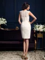 Sheath/Column Jewel Short/Mini Lace Mother of the Bride Dresses With Lace