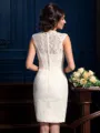 Sheath/Column Jewel Short/Mini Lace Mother of the Bride Dresses With Lace