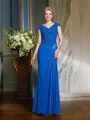 Sheath/Column V-neck Floor-Length Chiffon Mother of the Bride Dresses With Lace