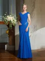 Sheath/Column V-neck Floor-Length Chiffon Mother of the Bride Dresses With Lace