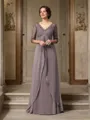 A-Line/Princess V-neck Floor-Length Chiffon Mother of the Bride Dresses With Lace