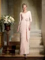 Sheath/Column V-neck Floor-Length Chiffon Mother of the Bride Dresses With Flower