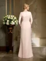 Sheath/Column V-neck Floor-Length Chiffon Mother of the Bride Dresses With Flower