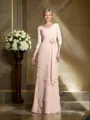 Sheath/Column V-neck Floor-Length Chiffon Mother of the Bride Dresses With Flower