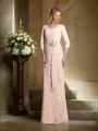 Sheath/Column V-neck Floor-Length Chiffon Mother of the Bride Dresses With Flower