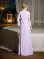 Sheath/Column V-neck Floor-Length Chiffon Mother of the Bride Dresses With Appliques Lace