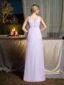 Sheath/Column V-neck Floor-Length Chiffon Mother of the Bride Dresses With Appliques Lace
