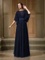 A-Line/Princess Scoop Floor-Length Chiffon Mother of the Bride Dresses With Beading