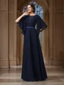 A-Line/Princess Scoop Floor-Length Chiffon Mother of the Bride Dresses With Beading