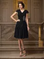 A-Line/Princess V-neck Knee-Length Chiffon Mother of the Bride Dresses With Beading