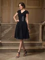 A-Line/Princess V-neck Knee-Length Chiffon Mother of the Bride Dresses With Beading
