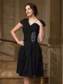 A-Line/Princess V-neck Knee-Length Chiffon Mother of the Bride Dresses With Beading