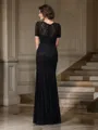Sheath/Column Jewel Floor-Length Silk Like Satin Mother of the Bride Dresses With Lace