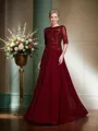 A-Line/Princess Bateau Floor-Length Chiffon Mother of the Bride Dresses With Appliques Lace