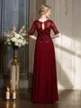 A-Line/Princess Bateau Floor-Length Chiffon Mother of the Bride Dresses With Appliques Lace