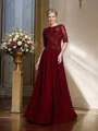 A-Line/Princess Bateau Floor-Length Chiffon Mother of the Bride Dresses With Appliques Lace