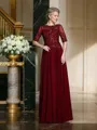 A-Line/Princess Bateau Floor-Length Chiffon Mother of the Bride Dresses With Appliques Lace