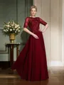 A-Line/Princess Bateau Floor-Length Chiffon Mother of the Bride Dresses With Appliques Lace