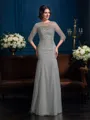 Sheath/Column Scoop Floor-Length Net Mother of the Bride Dresses With Beading