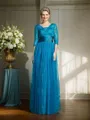 A-Line/Princess V-neck Floor-Length Net Mother of the Bride Dresses With Belt/Sash