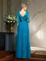 A-Line/Princess V-neck Floor-Length Net Mother of the Bride Dresses With Belt/Sash