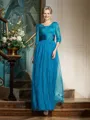 A-Line/Princess V-neck Floor-Length Net Mother of the Bride Dresses With Belt/Sash