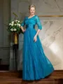 A-Line/Princess V-neck Floor-Length Net Mother of the Bride Dresses With Belt/Sash