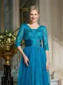 A-Line/Princess V-neck Floor-Length Net Mother of the Bride Dresses With Belt/Sash
