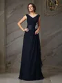 A-Line/Princess V-neck Floor-Length Chiffon Mother of the Bride Dresses With Appliques Lace