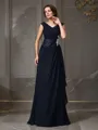 A-Line/Princess V-neck Floor-Length Chiffon Mother of the Bride Dresses With Appliques Lace