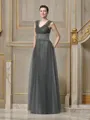 A-Line/Princess Straps Floor-Length Net Mother of the Bride Dresses With Pockets