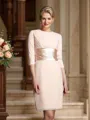 Sheath/Column Scoop Short/Mini Chiffon Mother of the Bride Dresses With Belt/Sash