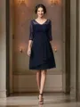 A-Line/Princess V-neck Knee-Length Chiffon Mother of the Bride Dresses With Lace