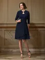 A-Line/Princess V-neck Knee-Length Chiffon Mother of the Bride Dresses With Lace