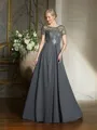 A-Line/Princess Scoop Floor-Length Chiffon Mother of the Bride Dresses With Appliques Lace