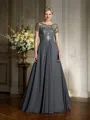A-Line/Princess Scoop Floor-Length Chiffon Mother of the Bride Dresses With Appliques Lace